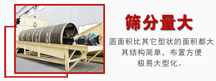 滾筒篩篩分產(chǎn)量大,產(chǎn)量可達(dá)200噸/時